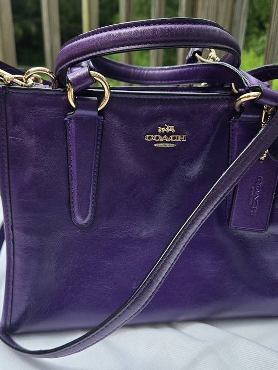 Coach Handbags - COACH Purple Leather Crosby Carryall